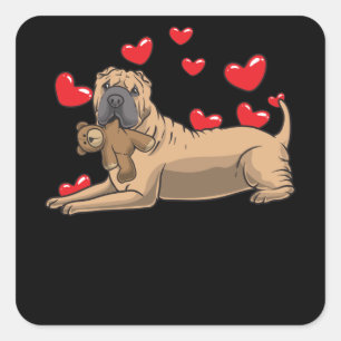 Shar Pei-Hund med Mjukisdjur och öron Fyrkantigt Klistermärke