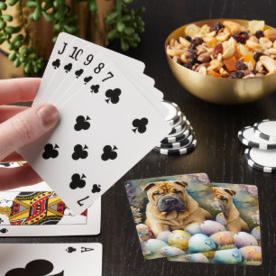 Shar Pei-Hund med Påskägg Helgdag Casinokort