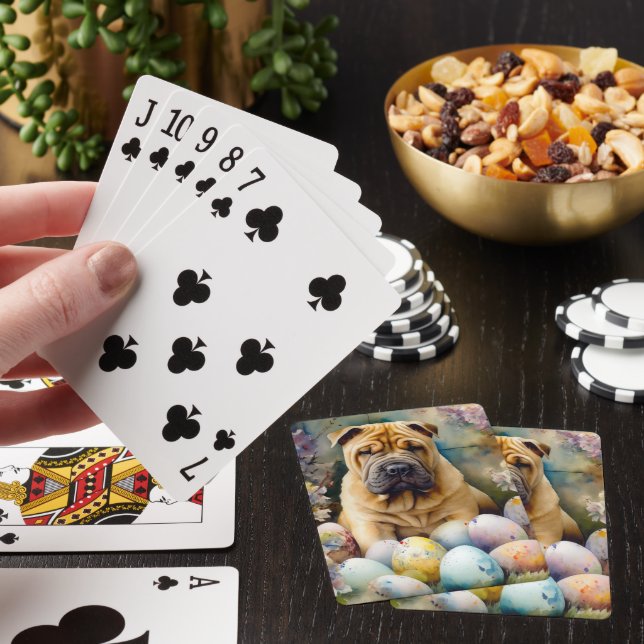 Shar Pei-Hund med Påskägg Helgdag Casinokort (På plats)