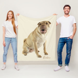 Shar Pei Hund Pappa Photo Anpassningsbar Fleecefilt