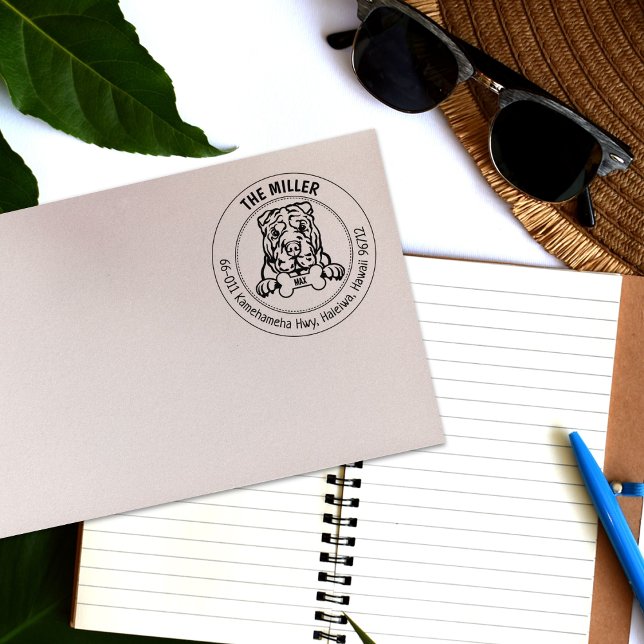 Shar Pei Hund Returadress Family Stämpel (Skapare uppladdad)