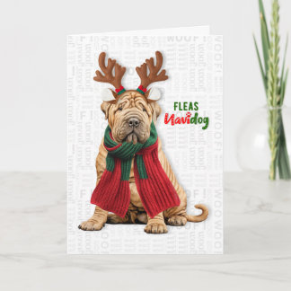 Shar Pei Hund Roliga Loppor Navidog Jul Helgkort
