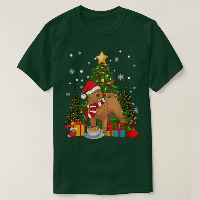 Shar Pei Hund Santa Hat Julkaffe 2021 Hund G T Shirt (Design framsida)