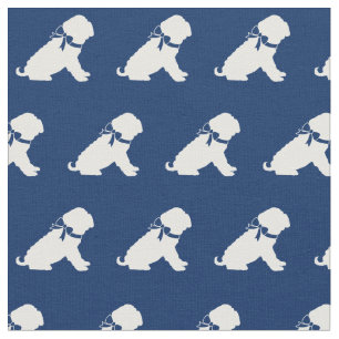Shar Pei Hund Silhouette Pet Navy Blue Tyg