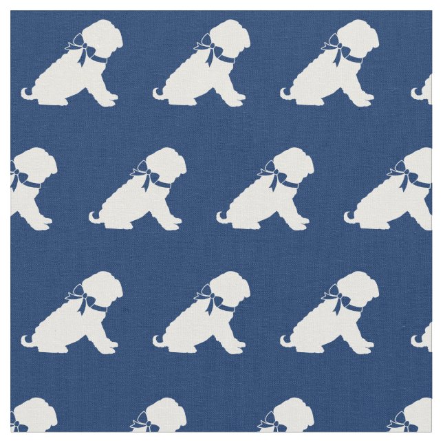 Shar Pei Hund Silhouette Pet Navy Blue Tyg (Närbild)
