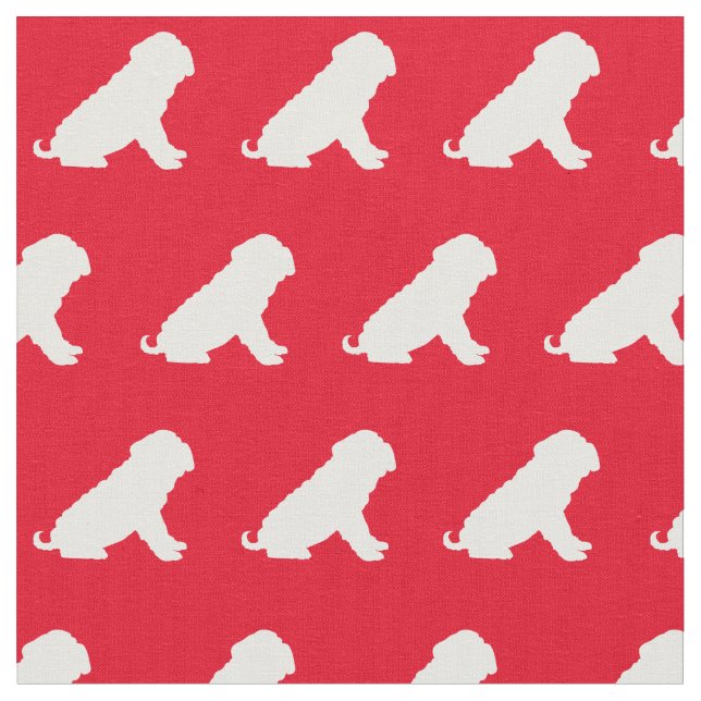 Shar Pei Hund Silhouette Pet Red Tyg (Närbild)