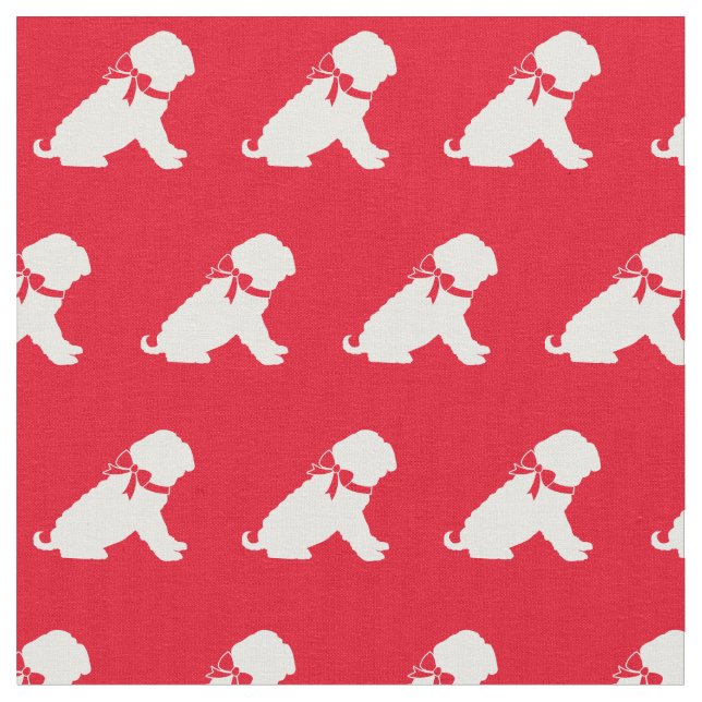 Shar Pei Hund Silhouette Pet Red Tyg (Närbild)