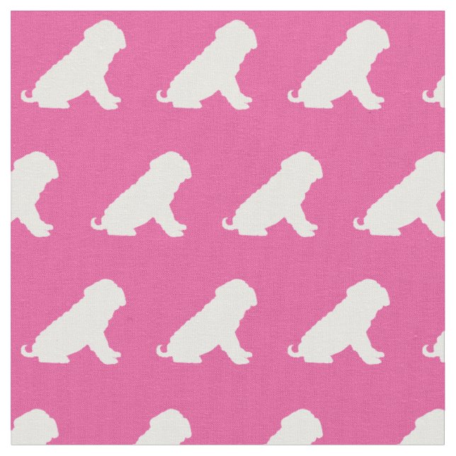 Shar Pei Hund Silhouette Pet Rosa Tyg (Närbild)