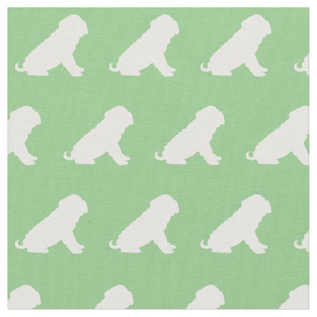 Shar Pei Hund Silhouette Pet Sage Grönt Tyg (Närbild)