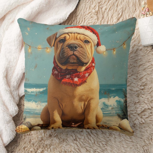 Shar Pei Hund Vintage Beach Kudde (Filt)