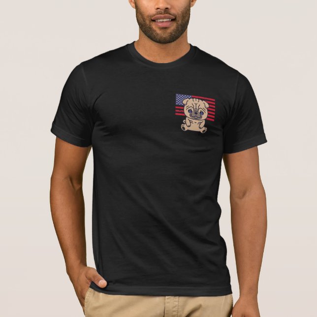 Shar Pei Hundägare 4:e juli Patriotic Usa Ameri T Shirt (Framsida)
