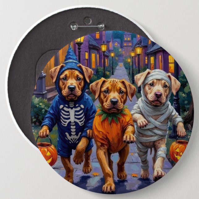 Shar Pei Hundar Busar på Halloweenkostymer Knapp (Framsida & baksida)