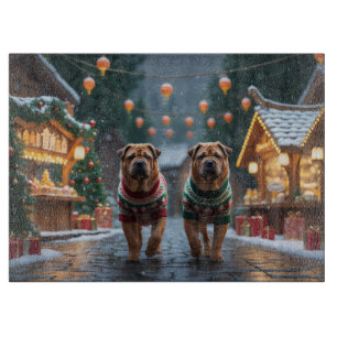 Shar Pei Hundar Jul Snö Högtid