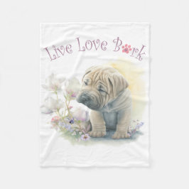 Shar-pei Hundmamma Blommig Fleecefilt