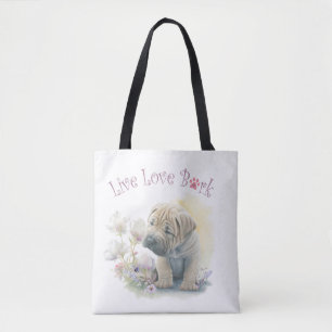 Shar-pei Hundmamma Blommig Tygkasse