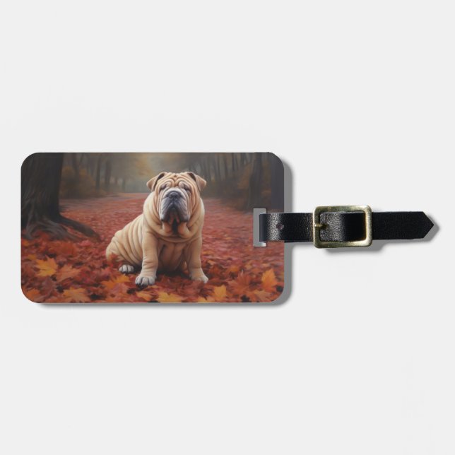 Shar Pei i Höst löv Fall Inspire Bagagebricka (Horisontell Framsida)