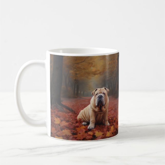 Shar Pei i Höst löv Fall Inspire Kaffemugg (Vänster)