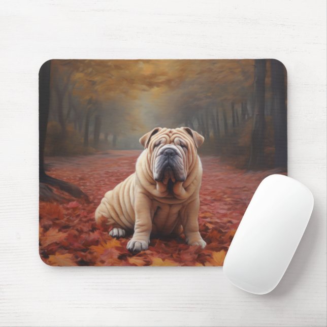 Shar Pei i Höst löv Fall Inspire Musmatta (Med mus)