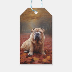 Shar Pei i Höst löv Fall Inspire Presentetikett