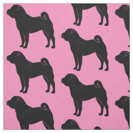 Shar Pei i Silhouette på rosor Tyg