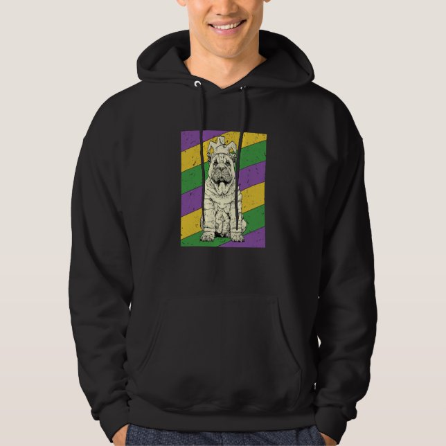 Shar Pei Jester Mardi Gras Dog Mom or Dad Hoodie (Framsida)