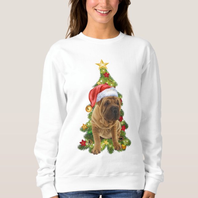 Shar Pei Jul Hund, Julafton Shar Pei hund T Shirt (Framsida)
