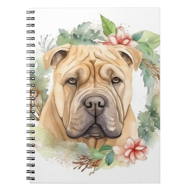 Shar Pei-julen Utandning Festive Valp Anteckningsbok (Framsidan)