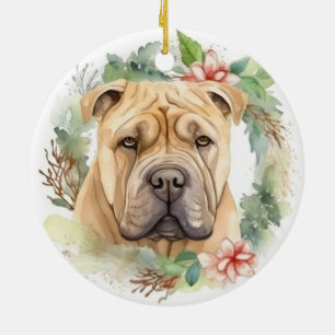 Shar Pei-julen Utandning Festive Valp Julgransprydnad Keramik