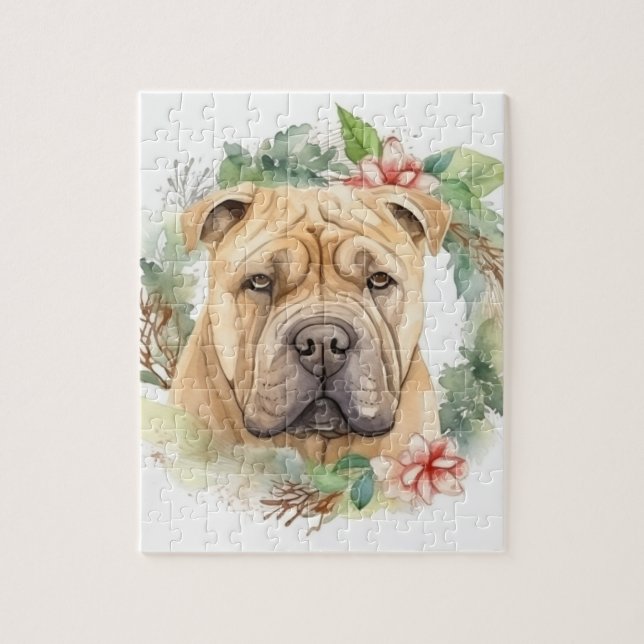 Shar Pei-julen Utandning Festive Valp Pussel (Vertikal)