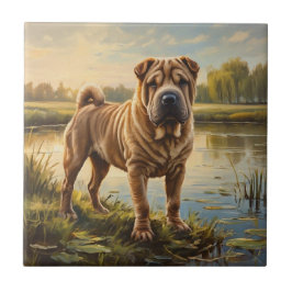 Shar Pei Kakelplatta