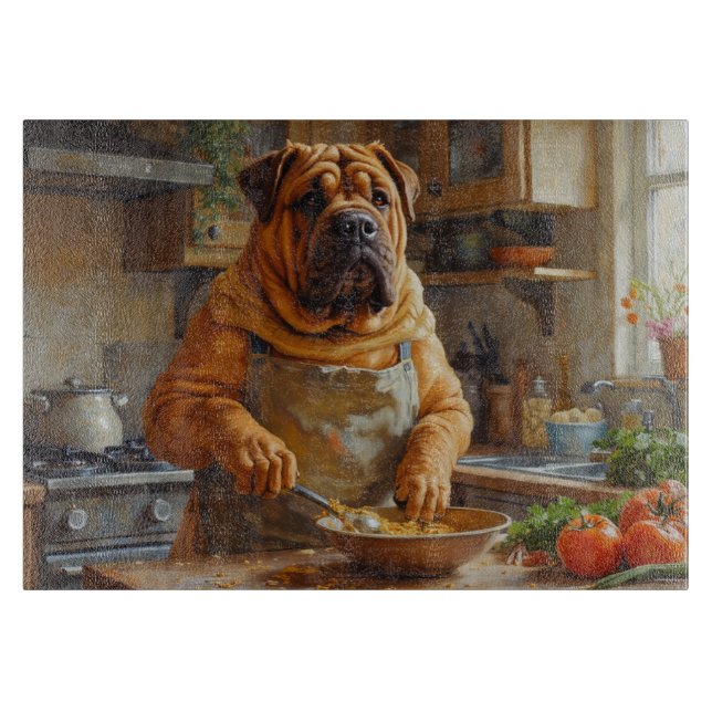 Shar-Pei lagar mat i köket (Framsidan)