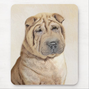 Shar Pei-målning - Cute Original Hund Art Musmatta