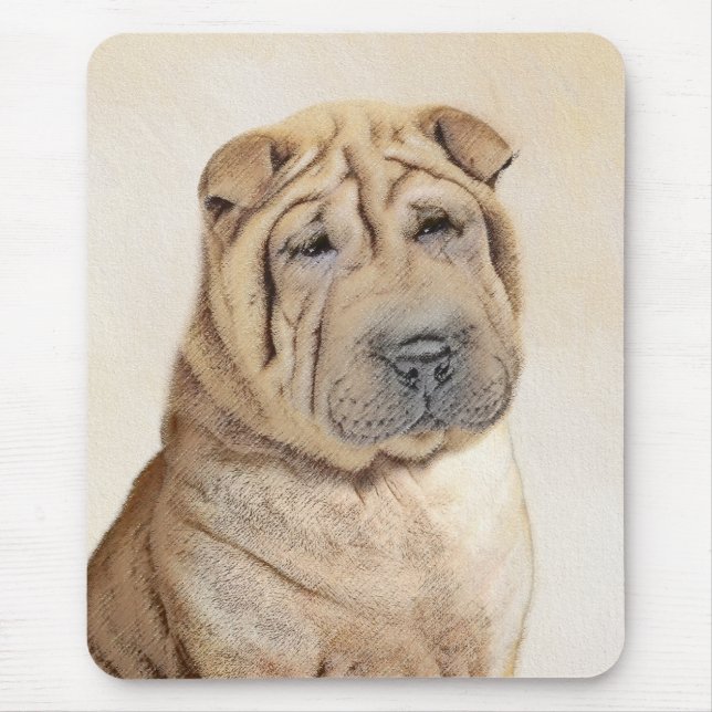 Shar Pei-målning - Cute Original Hund Art Musmatta (Framsidan)