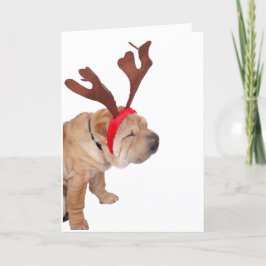 SHAR PEI MED ANTLERS CHRISTMAS CARD TACK KORT