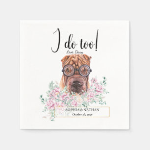 Shar Pei med glasögon Hund Bröllop Cocktail servet Pappersservett