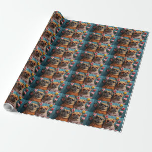 Shar Pei med hjärter Rosor Alla hjärtans dag Presentpapper