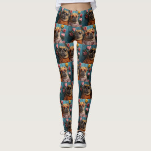Shar Pei med hjärtrusor Alla hjärtans dag Leggings