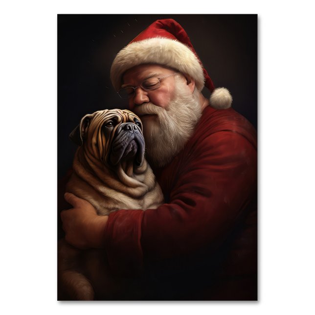 Shar Pei med Jultomten julafton Bordsnummer (Framsidan)