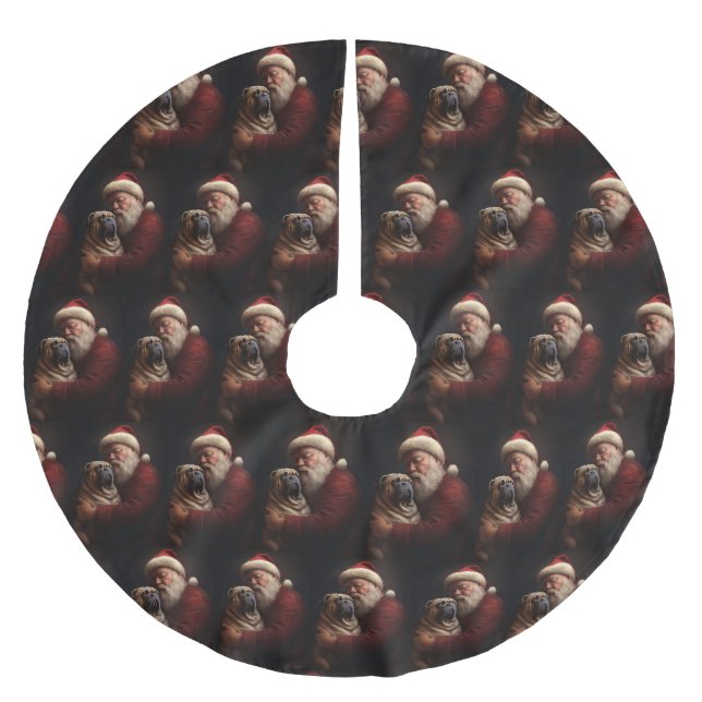 Shar Pei med Jultomten julafton Julgransmatta Borstad Polyester (Framsidan)