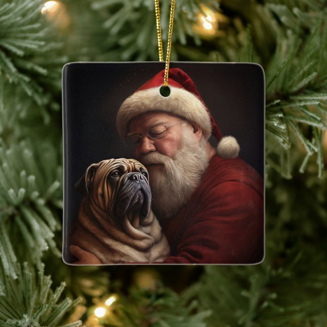 Shar Pei med Jultomten julafton Julgransprydnad Keramik (Träd)