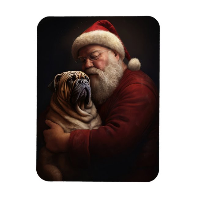 Shar Pei med Jultomten julafton Magnet (Vertikal)