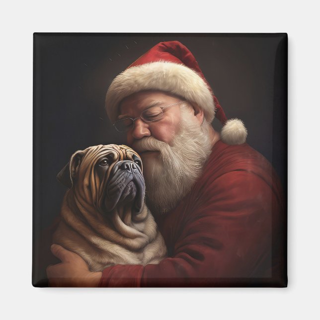 Shar Pei med tomte festlig jul  Magnet (Framsidan)