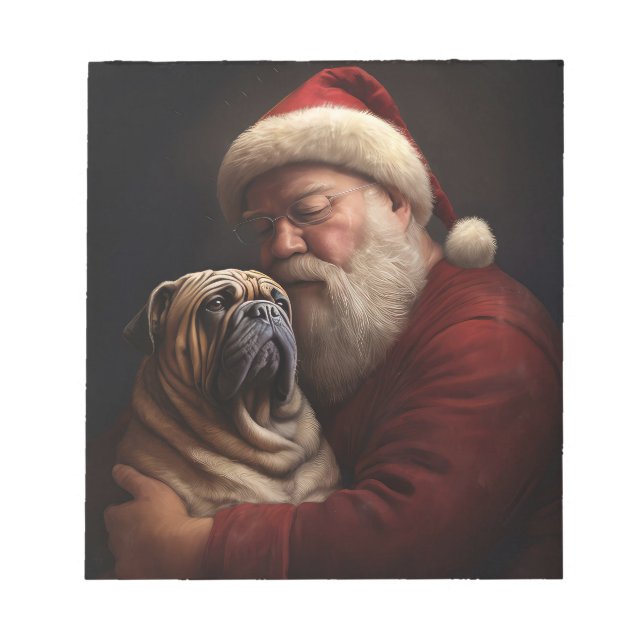Shar Pei med Tomte Julfirande Jul Anteckningsblock (Framsida)