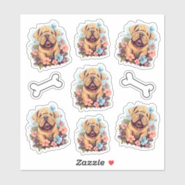 Shar Pei Meets Flowers Klistermärken