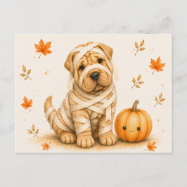 Shar Pei-mumie Halloween Vykort