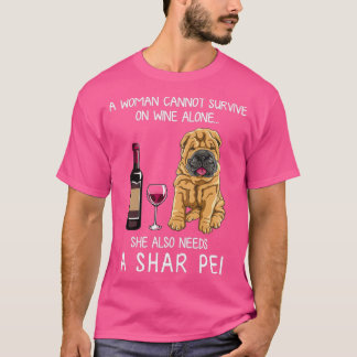 Shar Pei och vin Rolig hund T Shirt
