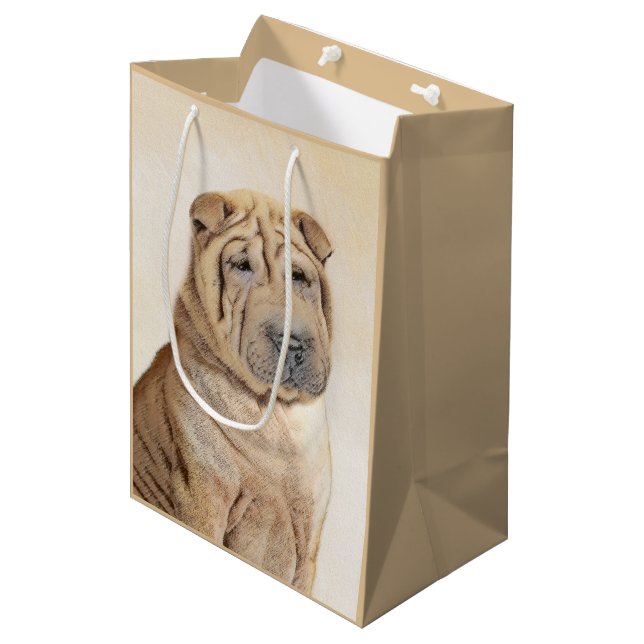 Shar Pei Painting - Cute Original Hund Art (Framsidan Vinklad)