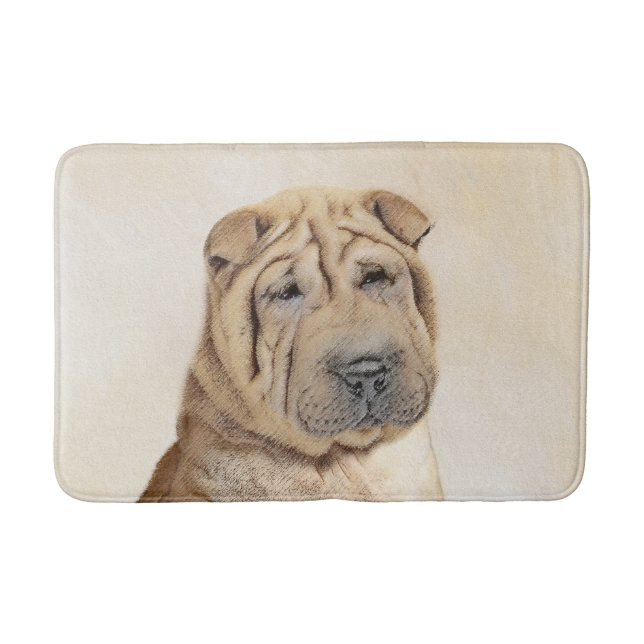 Shar Pei Painting - Cute Original Hund Art Badrumsmatta (Framsidan)