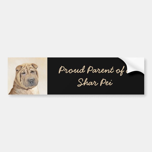 Shar Pei Painting - Cute Original Hund Art Bildekal (Framsidan)