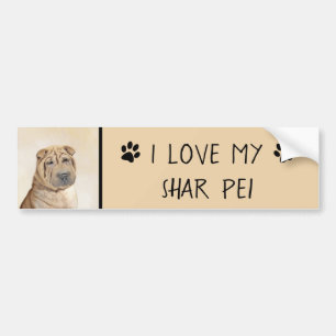 Shar Pei Painting - Cute Original Hund Art Bildekal